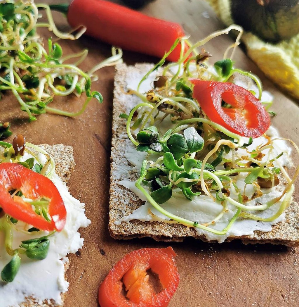 Knäckebrot mit Kresse